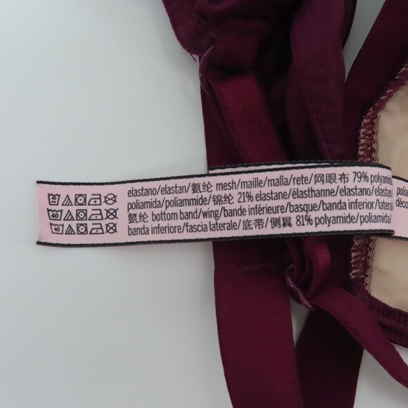 Victorias Secret Medium Bralette Purple Mesh Sides Wireless Unlined Front Close - Picture 12 of 13